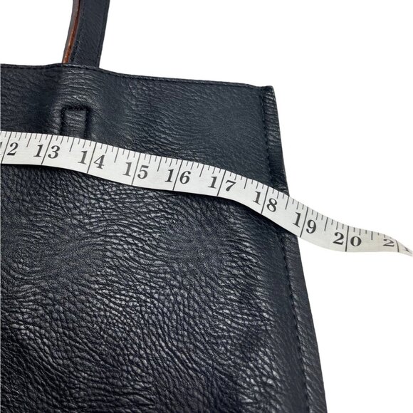 Large Black/Brown reversibleLeather Tote Bag 19x16 Inches 82c - Picture 6 of 15